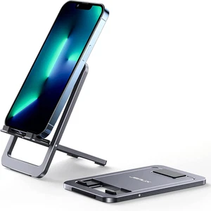 Cell Phone Stand, Foldable Aluminum Adjustable Phone Holder for Desk Portable Tr - Picture 1 of 12