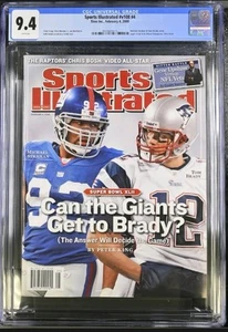 Tom Brady Michael Strahan 2.4.2008 Sports Illustrated Magazine Graded CGC 9.4 - Bild 1 von 2