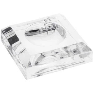 Plymor Clear Acrylic Square Base w/ 0.75" Circle for Sphere, 1.25" x 0.375" - Picture 1 of 2