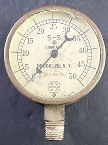 US Gauge Co. Vintage 50 lbs Pressure Gauge - Beveled Glass - Vj02 - Bild 1 von 2