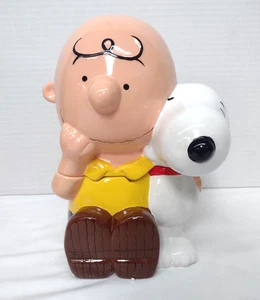 Snoopy and Charlie Brown Cookie Jar Canister 10.5” - Gibson Overseas Snoopy NIB - Picture 1 of 4