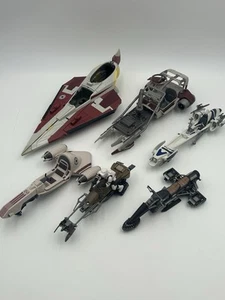 Star Wars Clone Wars 6 Fahrzeuge Konvolut Speeder Bikes und Raumschiff - Bild 1 von 23