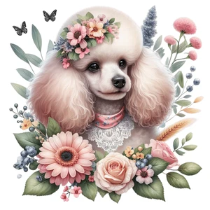 Poodle Dog Pet T shirt Transfers Iron On Lite Dark Fabrics 8x8 - Picture 1 of 1