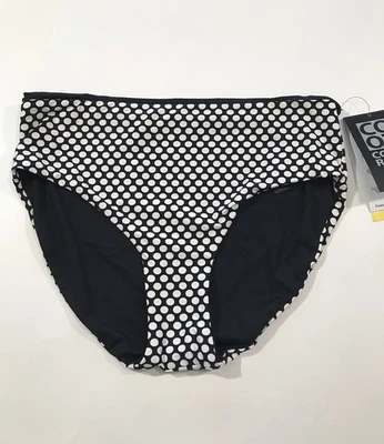 Coco Reef Verso High Waist Reversible Bikini Bottom Womens Sz M Black polka dot - Image 1 of 4