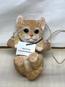 HÄNGENDES KÄTZCHEN AUF AST STEIN KUNSTHARZ FIGUR NEU - Bild 1 von 7