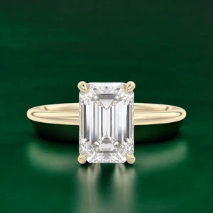 18k Yellow Gold Wedding Ring Lab Grown Emerald 2 Carat IGI Certified Diamond 5 6 - Picture 1 of 16