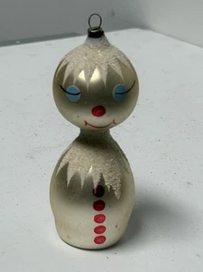 Muñeco de nieve checoslovaco vintage vidrio soplado adorno de Navidad mica mediados de siglo - Imagen 1 de 7