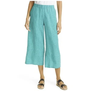 Eileen Fisher Organic Linen Crop Wide Leg Pants Size Medium - Picture 1 of 11