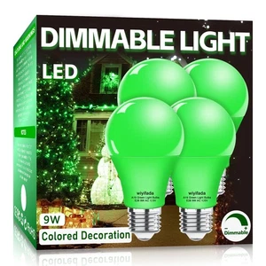 4 Pack A19 LED Green Light Bulbs,120V E26 Christmas Green LED Lights 9W Repla... - Picture 1 of 6