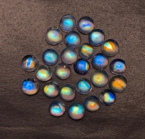 AAAAA Azul Multi Llamante Fuego Arco Iris Piedra Lunar, Forma Redonda Lote Cabujón Tamaño 4MM - Imagen 1 de 20