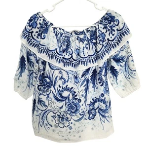 Bailey/44 Gauze Floral Off The Shoulder Top M Cottage Farmhouse Retro Beach - Picture 1 of 8