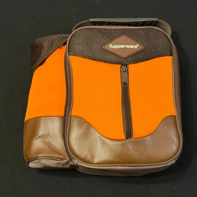 Tupperware изолированный ланч-пакет с держателем для напитков, коричневый и оранжевый - Изображение 1 из 4