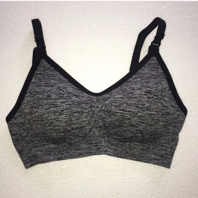 Motherhood Maternity Nursing Bra Seamless Size Large Gray Black Wireless - Image 1 of 4