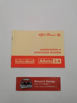 Libretto Caratteristiche E Prescrizioni Tecniche Alfetta 2.4 Turbo Diesel - Immagine 1 di 4