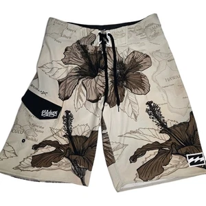 Billabong Platinum X Stretch Hawaiian Island Hibiscus Print Boardshorts Size 32 - Picture 1 of 5