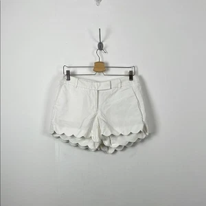 J Crew Linen Blend 2 Pocket White Scalloped Hem Mid Rise Women's 4 Shorts NWT - Picture 1 of 9