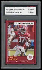 Tarjeta de novato Jaylen Waddle 2021 Panini Score '89 draft pick verde primer grado 10 - Imagen 1 de 1