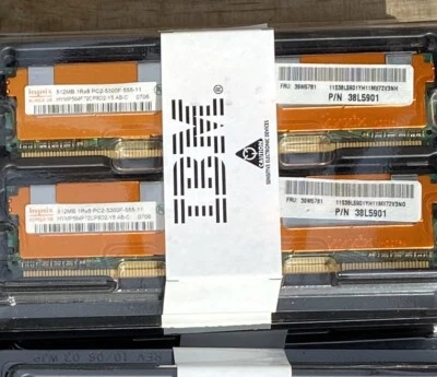 2 Pieces Hynix / IBM 512MB 1Rx8 PC-2-5300F-555-11 Memory 1GB Pair - Image 1 of 4