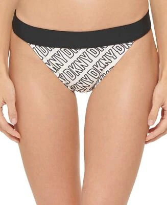 DKNY Women's Logo-Print Low-Rise Bikini Bottoms DI2BW351 Logo White M - Image 1 of 4