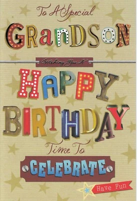 SIMON ELVIN SPECIAL GRANDSON BIRTHDAY GREETING CARD 7"X5" TRADITIONAL