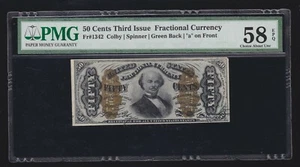 US 50c Spinner Fractional Currency 5th Issue w/"a" FR 1342 PMG 58 EPQ Ch AU(110) - Picture 1 of 2