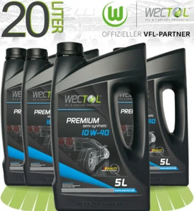 WECTOL Motoröl 10W-40 Premium 10W40 (ACEA A3, API SL, VW 500.00) (4x5) 20 Liter - Bild 1 von 2
