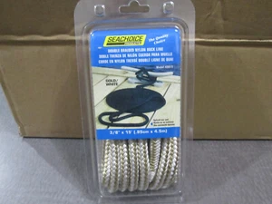 3/8 x 15 Ft Gold & White Double Braid Nylon Mooring and Docking Line for Boats - Picture 1 of 2