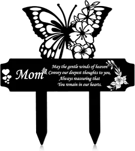 Mom Grave Decorations for Cemetery Butterfly Memorial Stakes Metal Waterproof... - Picture 1 of 1