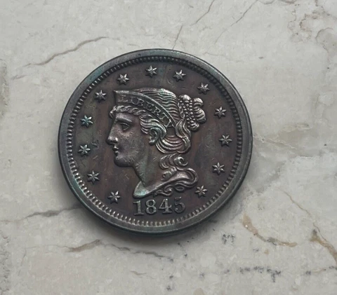 1845 Braided Hair Large Cent - AU  bg Cover