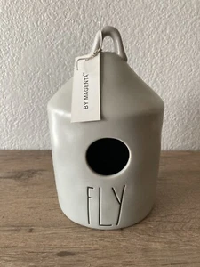 Rae Dunn Artisan Collection by Magenta Grey "FLY" Round Ceramic Birdhouse - Picture 1 of 5