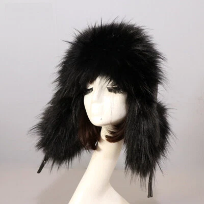 Hombres Mujeres Ushanka Soldado Ruso Sombrero Imitación Piel PU Cosaco Trampero Sombreros de Aviador Foto 1 de 4