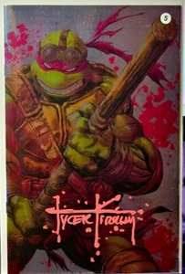 TMNT #1 Foil Virgin Donatello Tyler Kirkham Blood Drip Artist Signature w/ COA - Picture 1 of 2