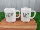 Set of 2 - Rae Dunn NAUGHTY & NICE Coffee Mugs Artisan Collection By Magenta