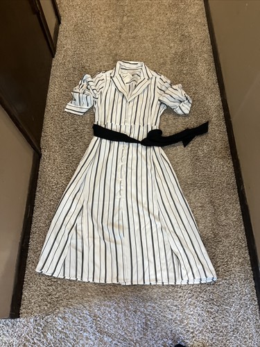 OFF WHITE NUOVO abito Hayden Los Angeles donna bianco strappato a righe maxi abito M