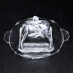 Vintage Heisey Waverly Clear Glass Butter Dish w/Dome Cover & Seahorse Finial - Picture 1 of 3