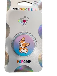 New PopSockets PopGrip Swap Top Cell Phone Grip Stand Cheeky Corgi Dog NIP - Picture 1 of 3
