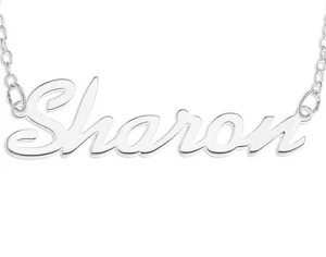 Sharon Name Plate Necklace Pendent Sterling Silver female Personalized Custom - Picture 1 of 7