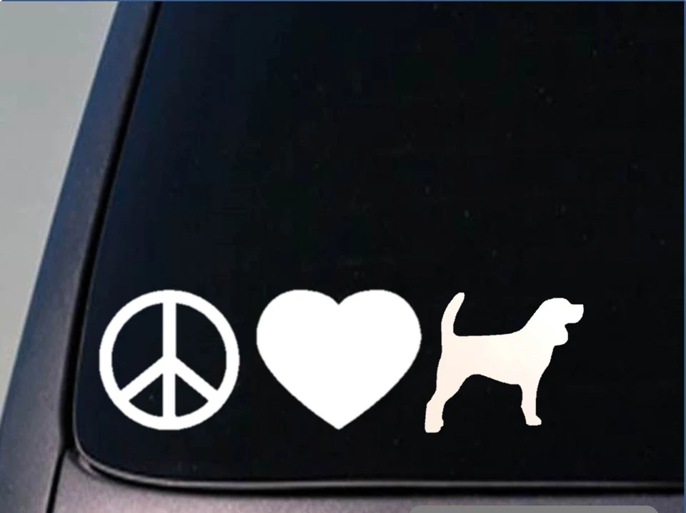 Peace love Beagle sticker *H117* 8" vinyl rabbit hunting dogbox - Image 1 of 1