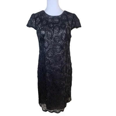 Suzi Chin For Maggy Boutique Sz 8 Women's Sequins Cocktail Dress Black Formal  - Image 1 of 4