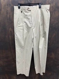 LACOSTE Vintage Men’s Khaki Pleated Front Dress Pants In Size 38 Croc Logo - Picture 1 of 6