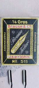 VTG 26 BRAUSE JSERLOHN FEDER No 511 PEN NIBS gross 1/4 in Original BOX Germany - Picture 1 of 7