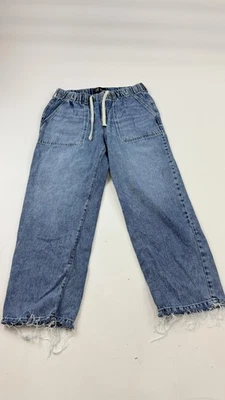 Pantalones de mezclilla GAP para mujer azul medio supersuave fácil pierna ancha dobladillo crudo tirar Foto 1 de 4