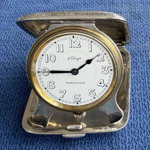 Reloj de viaje de bolsillo plegable Tiffany & Co 8 días caja de plata de ley - Imagen 1 de 9
