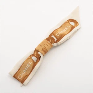 Chanel Logo 23B Hair Slide GP x silk Beige - Picture 1 of 7