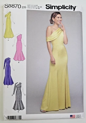 Vestido Simplicity Costura Patrón 8870 Misses/Pequeño Formal Un Hombro 4-12 UC Foto 1 de 3