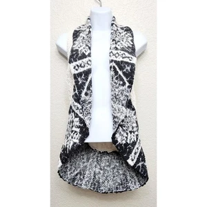 Max Studio Black White Cream Sleeveless Cardigan Sweater M 10 12 Girls Soft - Picture 1 of 5