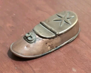 Shoe Matchsafe Antique Copper & Brass Match Safe & Strike 19th C - Picture 1 of 11