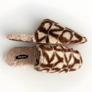 Nuevas pantuflas para mujer DKNY talla UK 5 piel sintética punta cuadrada marrón/crema deslizables mulas - Imagen 1 de 12