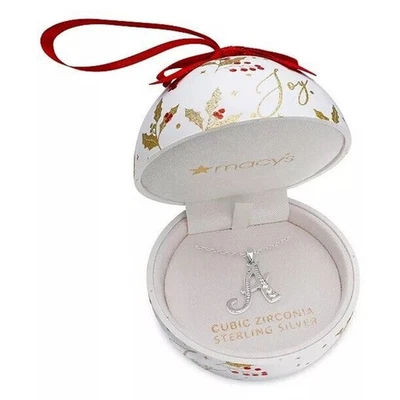 Impresionante collar inicial 'A' de plata esterlina con adorno de Navidad caja de regalo NUEVO Foto 1 de 4