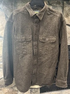 CABELAS Mens Lined Flannel Shirt Jacket Button-up Dark Brown Outdoors Size L - Picture 1 of 6